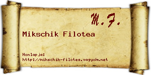 Mikschik Filotea névjegykártya